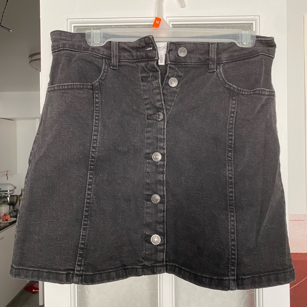Black Denim Button-Front skirt